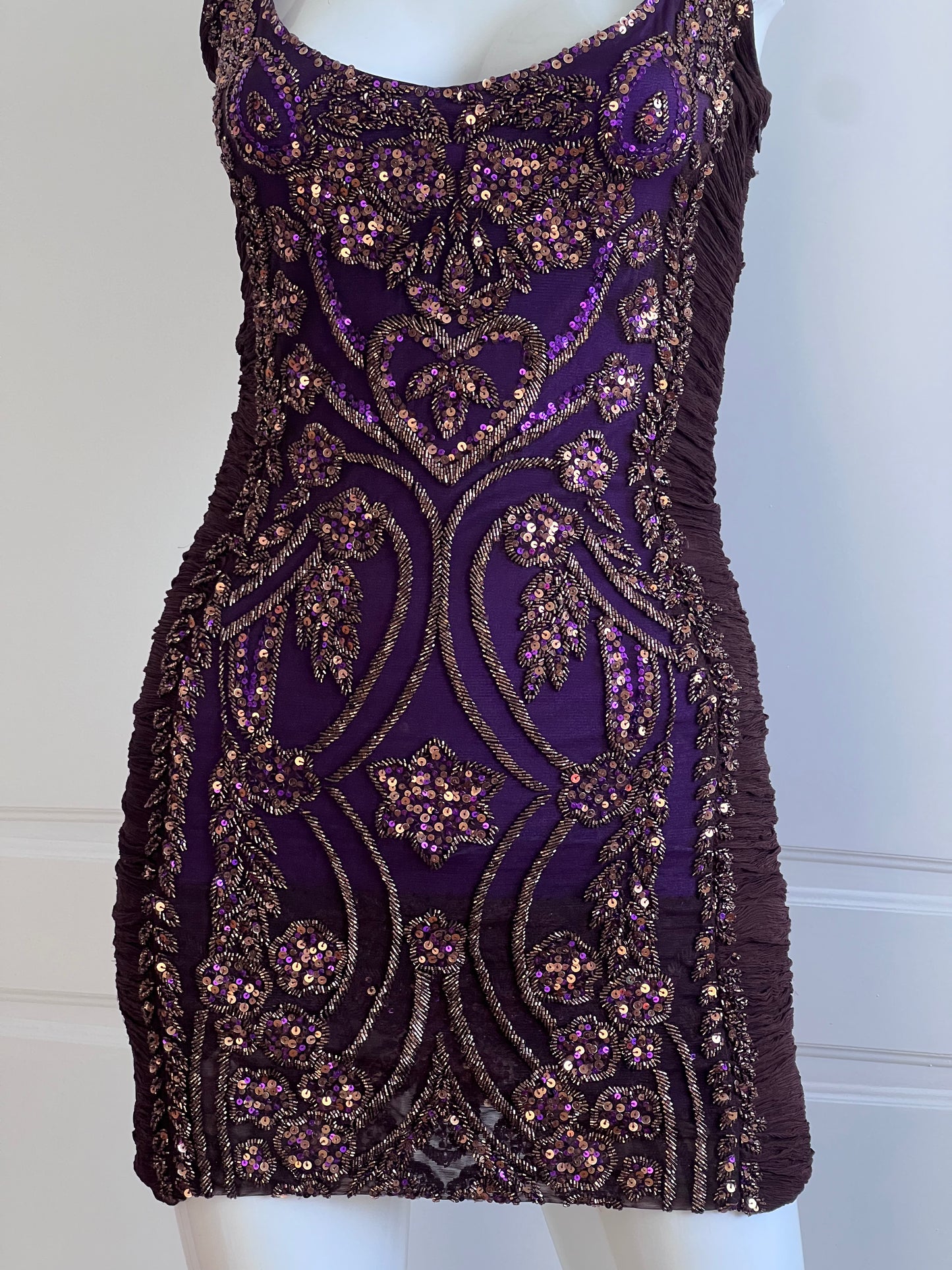 100% Silk Vintage Beaded Mini Dress