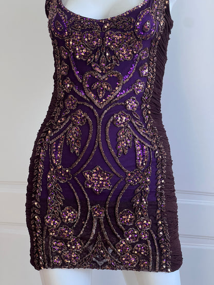 100% Silk Vintage Beaded Mini Dress