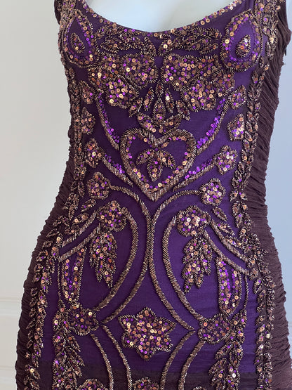 100% Silk Vintage Beaded Mini Dress