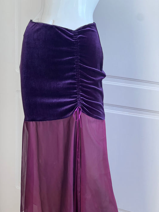 Luxurious Designer Mauve Velvet Slip Skirt