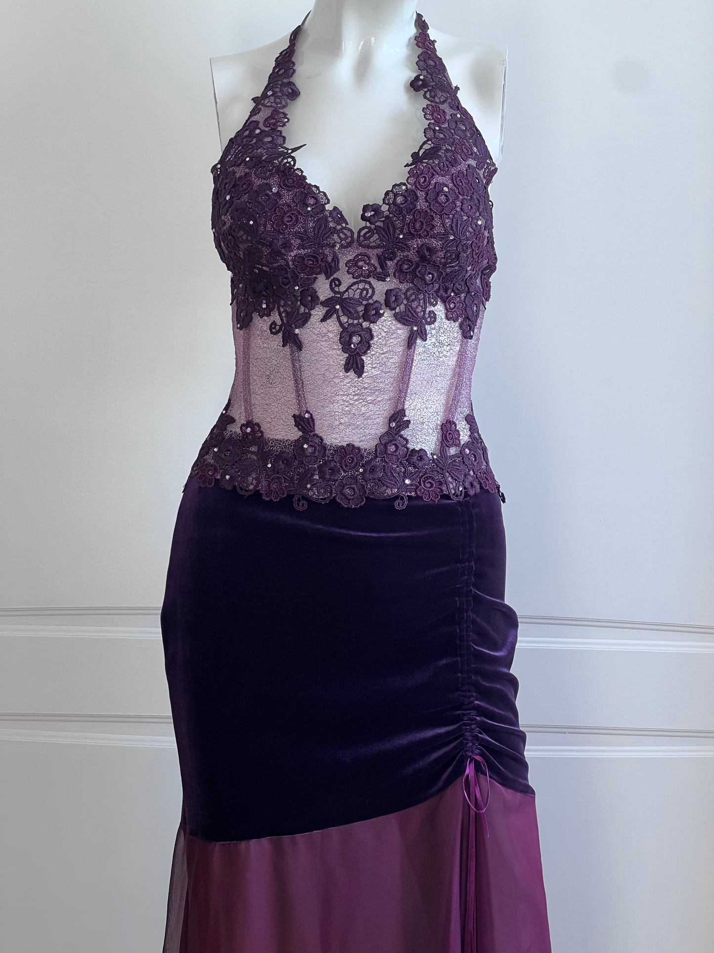 Luxurious Designer Mauve Floral Lace Corset