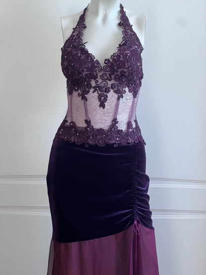 Luxurious Designer Mauve Floral Lace Corset