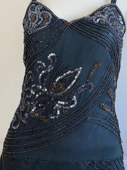 Vintage Dark Teal Beaded Dress