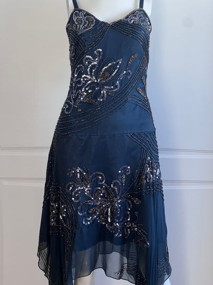 Vintage Dark Teal Beaded Dress