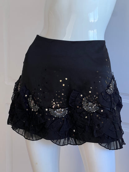 Luxurious Black Silk Mini Skirt