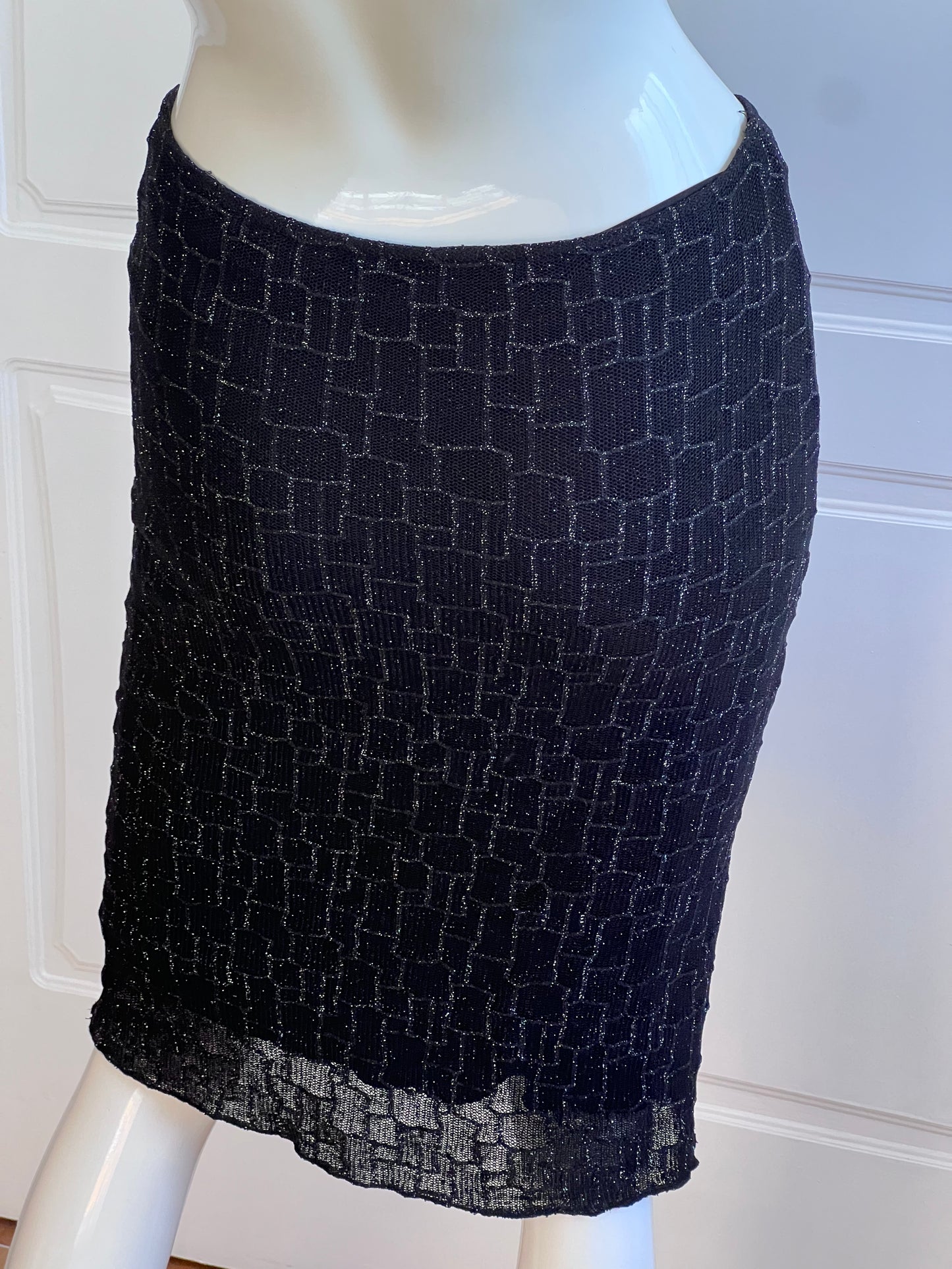 1990's Black Faux Fur Cardigan & Slip Skirt Ensemble