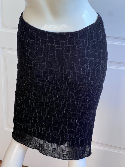 1990's Black Faux Fur Cardigan & Slip Skirt Ensemble