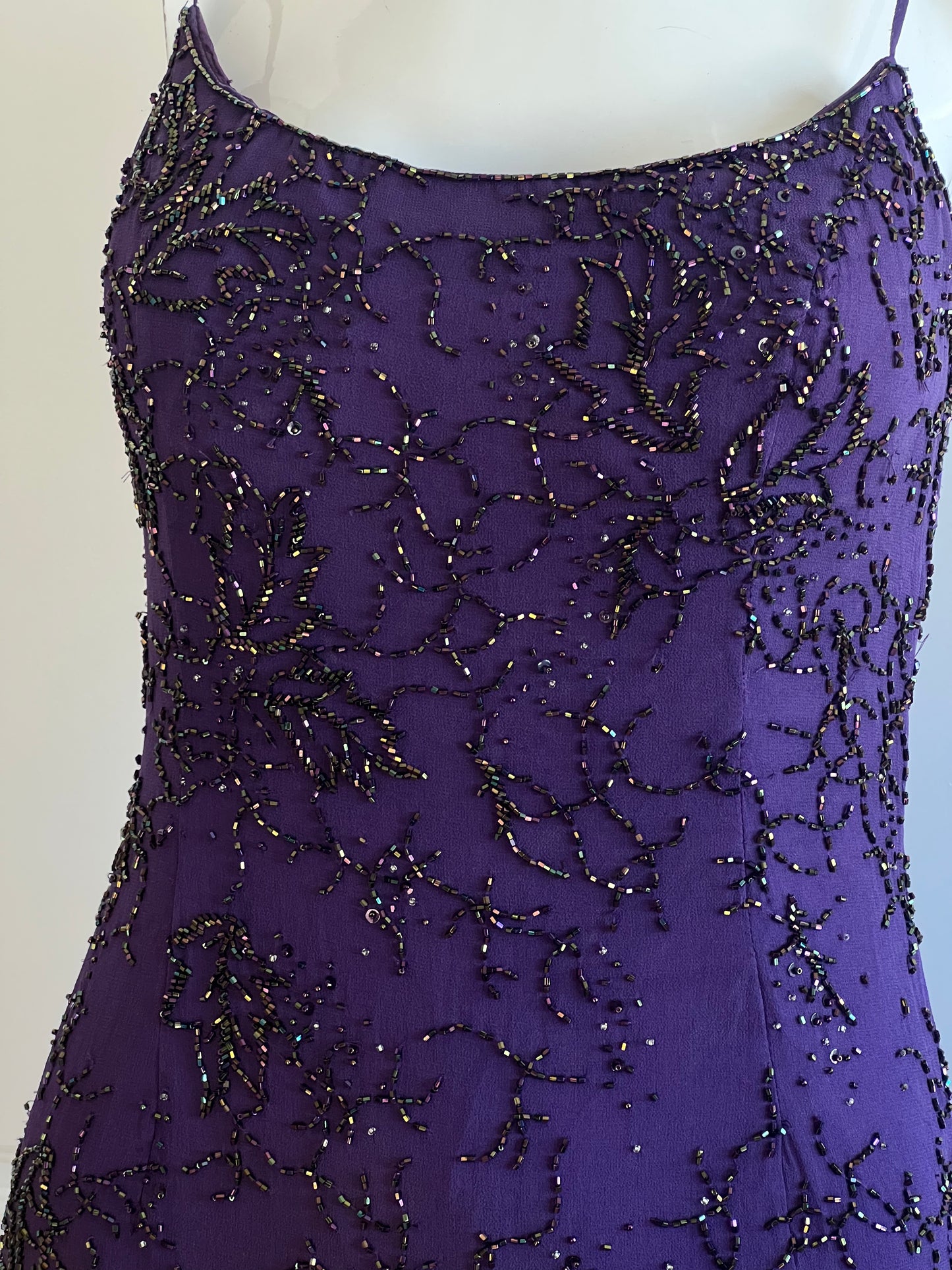 100% Silk Vintage Purple Beaded Dress