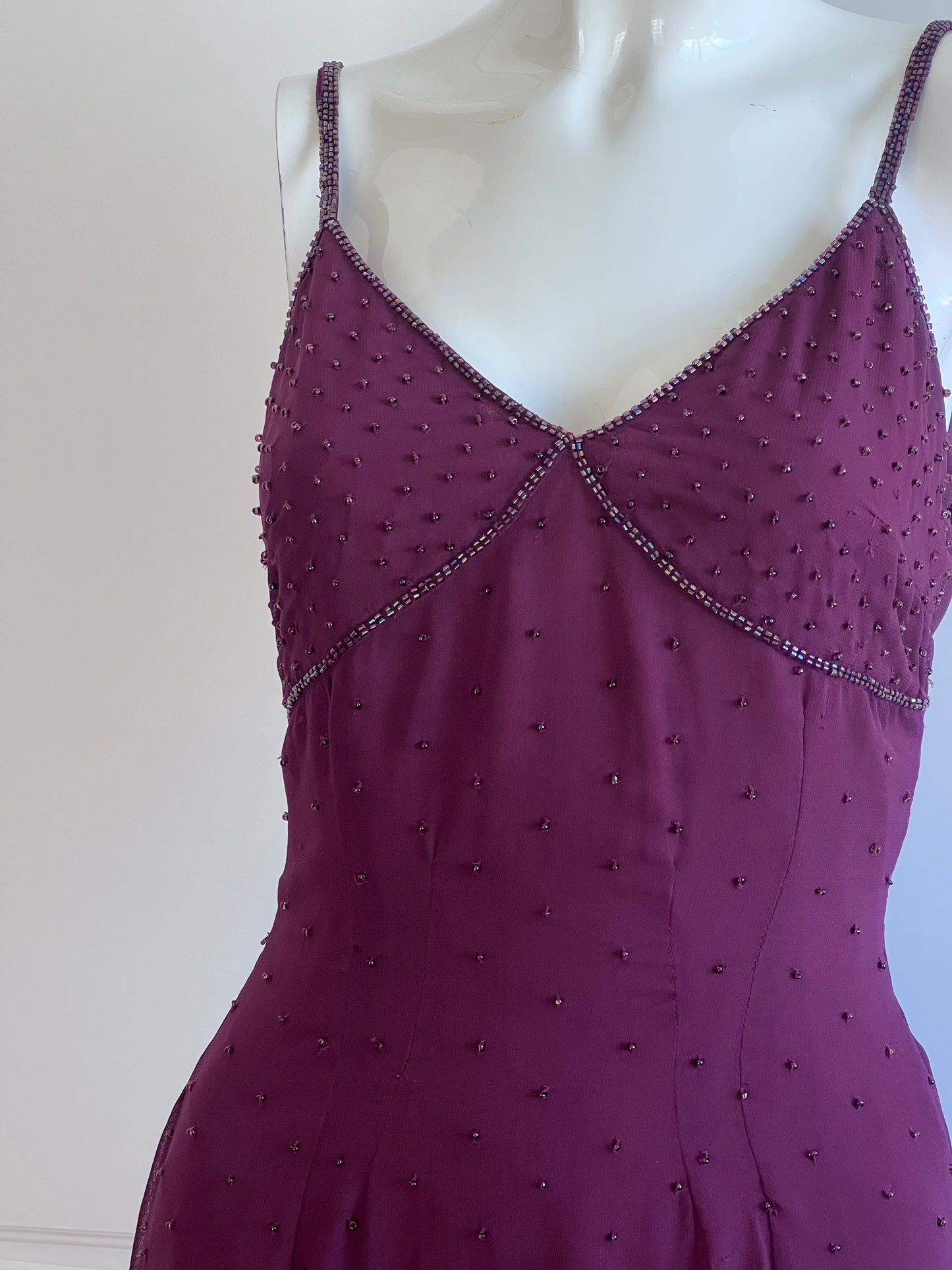 Vintage 2000's Plum Beaded Dress