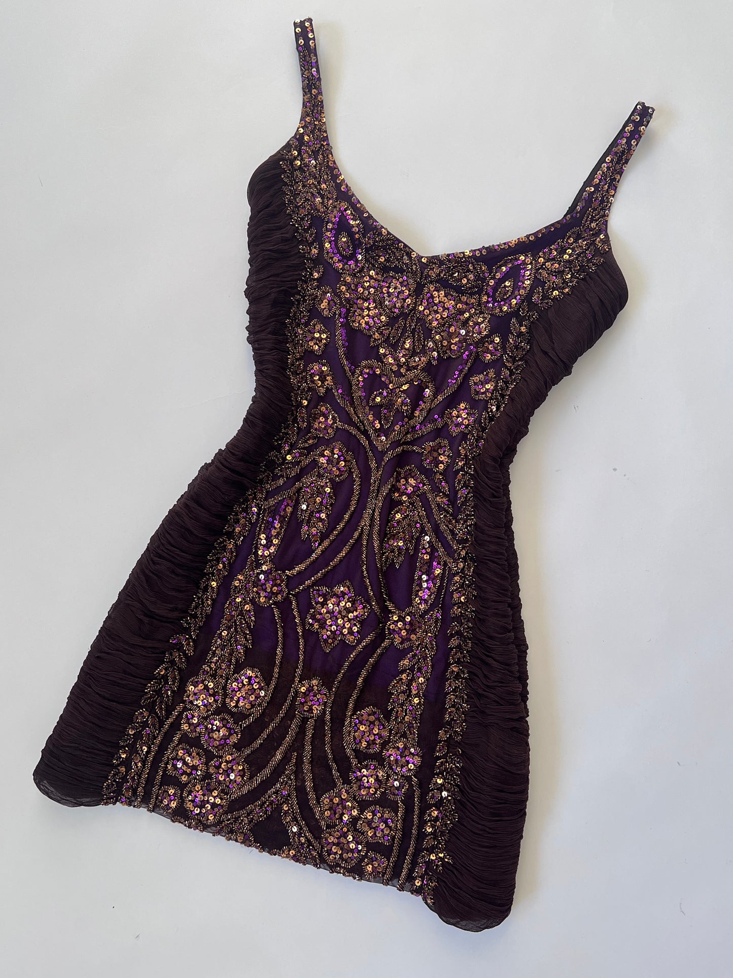 100% Silk Vintage Beaded Mini Dress