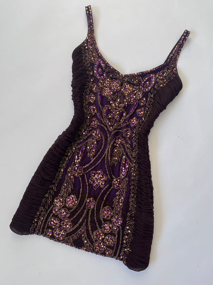 100% Silk Vintage Beaded Mini Dress
