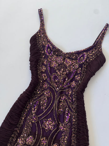 100% Silk Vintage Beaded Mini Dress