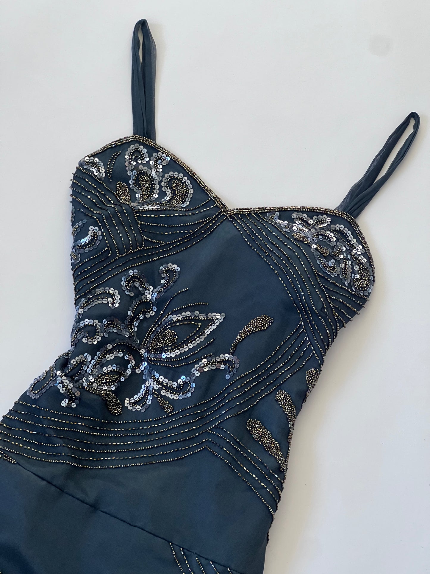 Vintage Dark Teal Beaded Dress