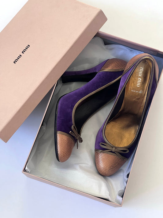 Miu Miu Vintage Purple Velvet Heel Pumps (EU 40)