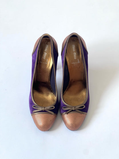 Miu Miu Vintage Purple Velvet Heel Pumps (EU 40)