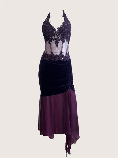 Luxurious Designer Mauve Floral Lace Corset