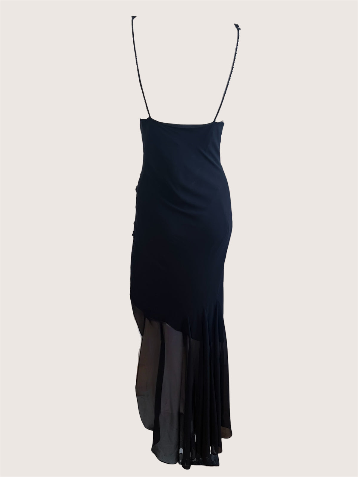 1990's Vintage Black Rosette Slip Dress