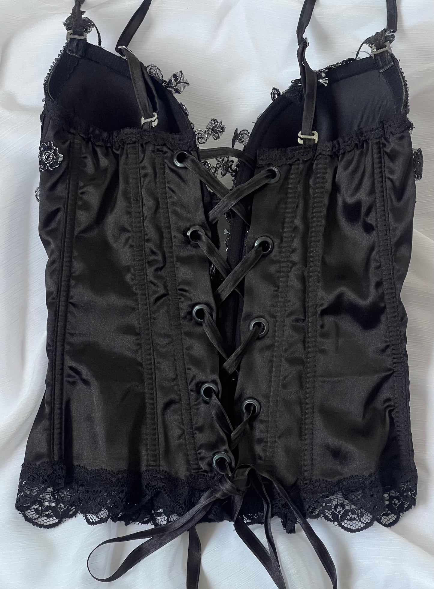 Luxurious Designer Black Crystal Corset Bodice