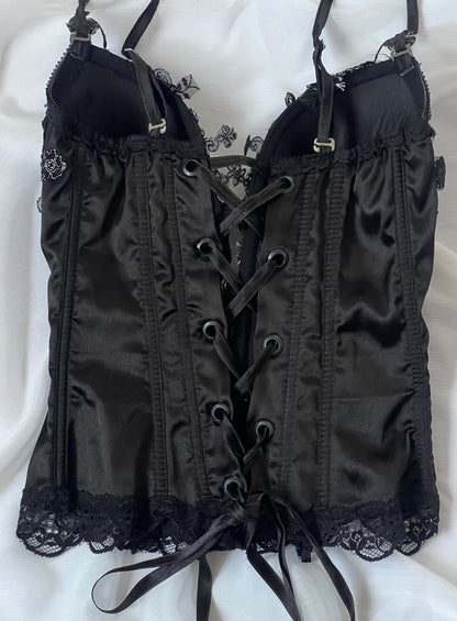 Luxurious Designer Black Crystal Corset Bodice