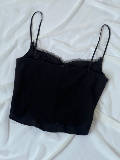 2000's Black Sequin Corset