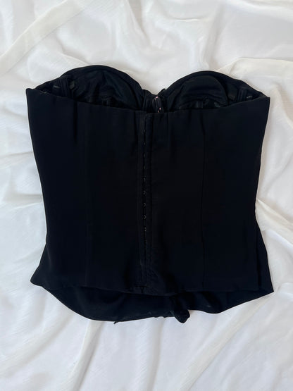 Luxurious Designer 100% Silk Black Corset