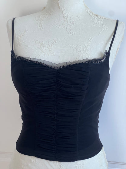2000's Black Sequin Corset