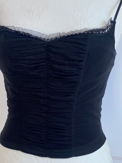 2000's Black Sequin Corset