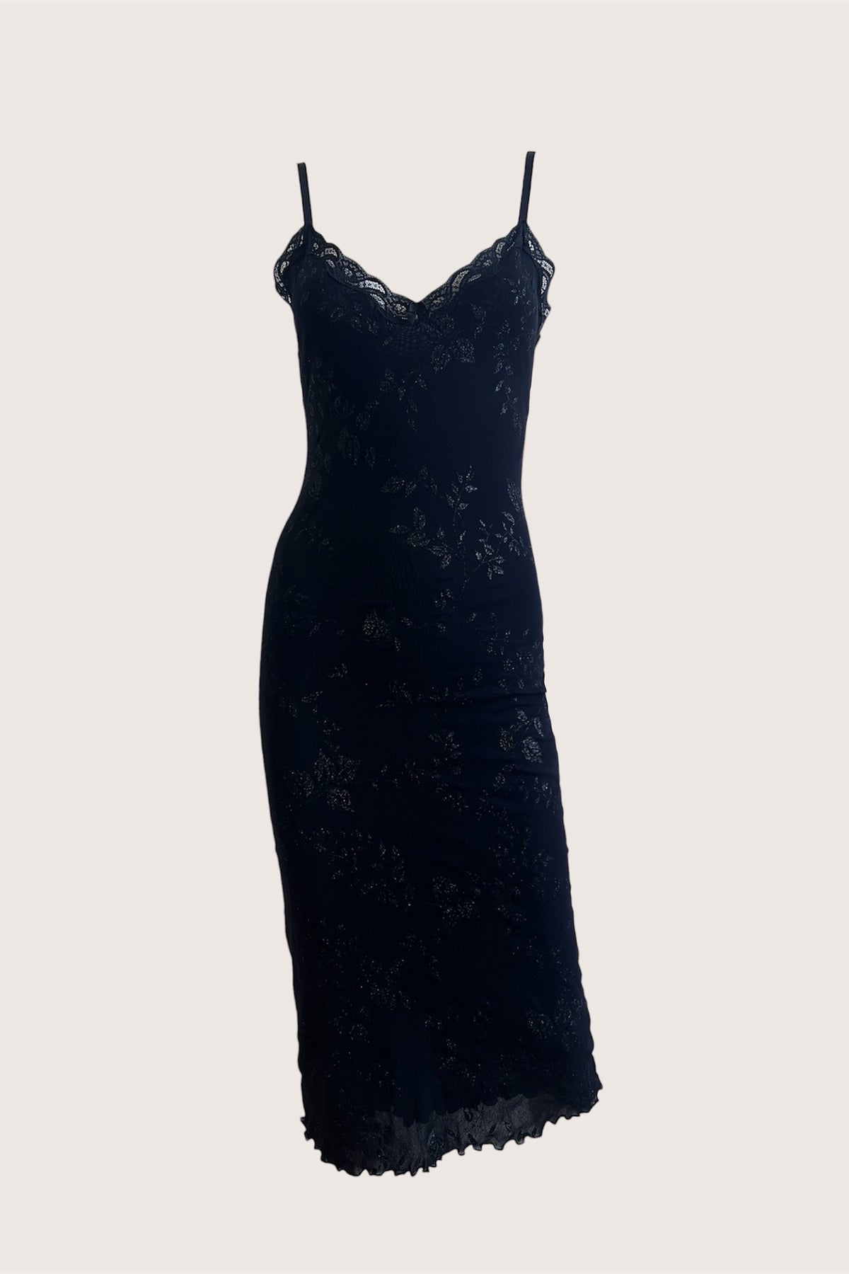 1990's Black French Slip Dress
