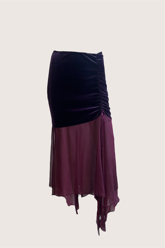 Luxurious Designer Mauve Velvet Slip Skirt