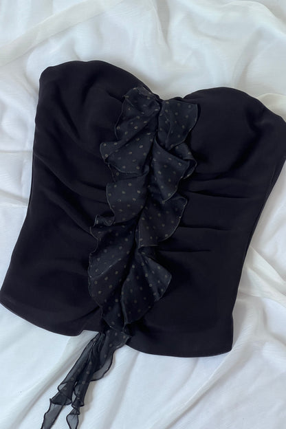 Luxurious Designer 100% Silk Black Corset