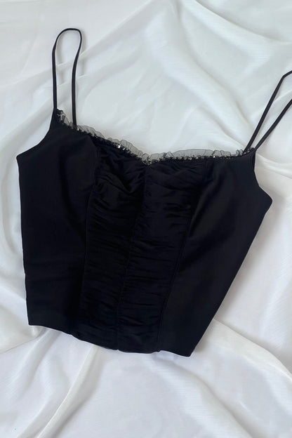 2000's Black Sequin Corset