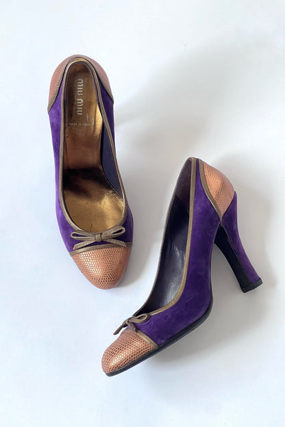Miu Miu Vintage Purple Velvet Heel Pumps (EU 40)
