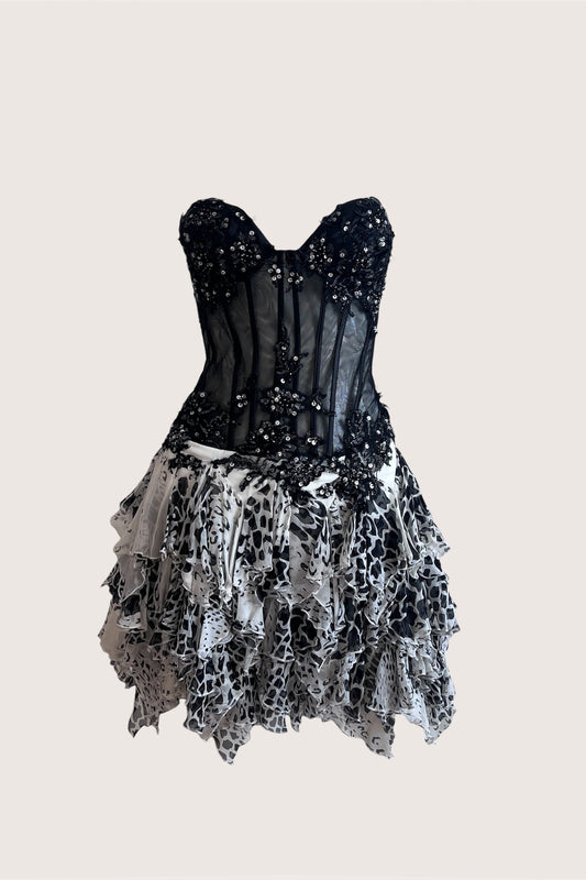 100% Silk Luxurious Corset Mini Dress