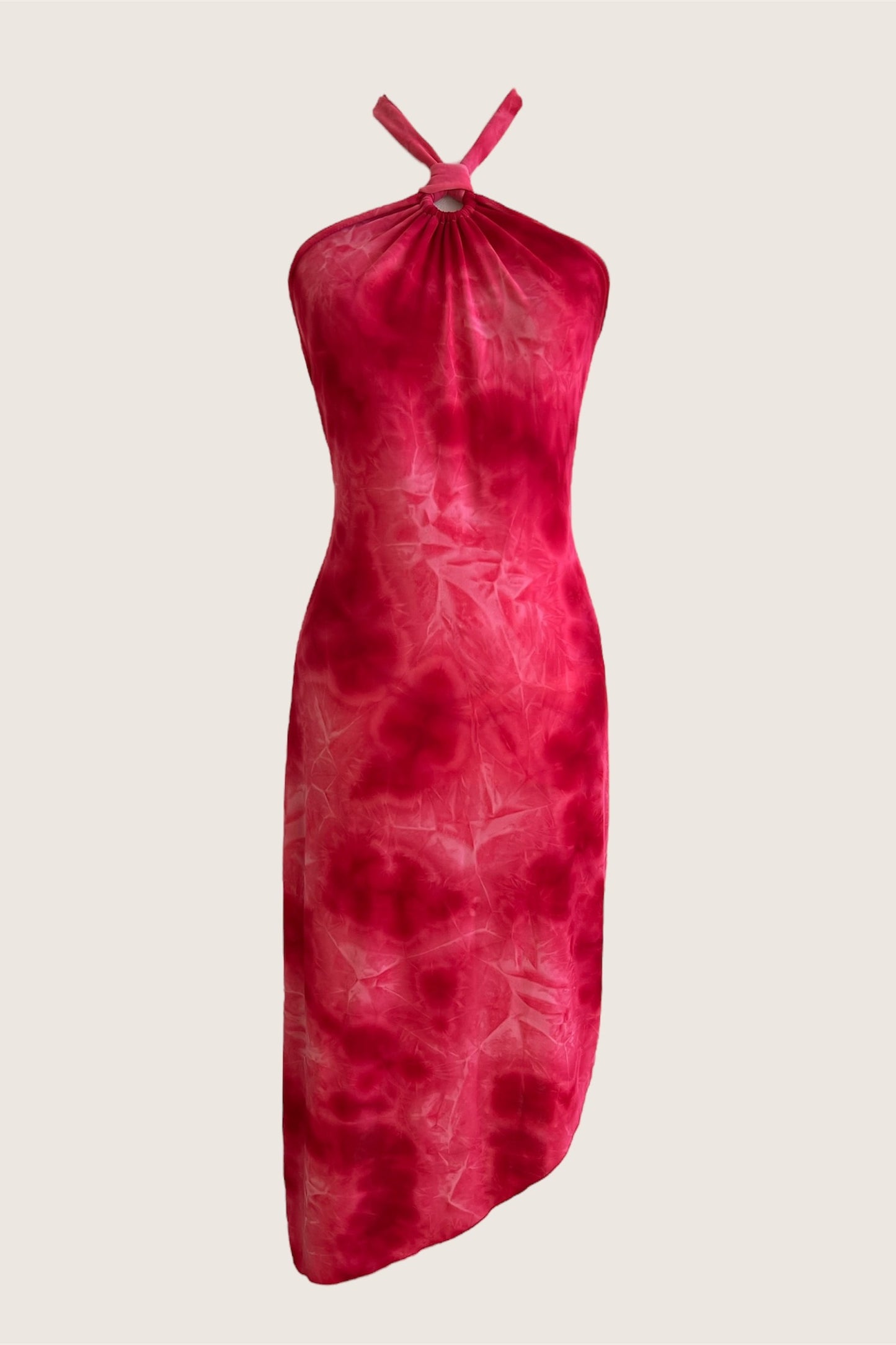 2000's Fuchsia Watercolor Halter Dress
