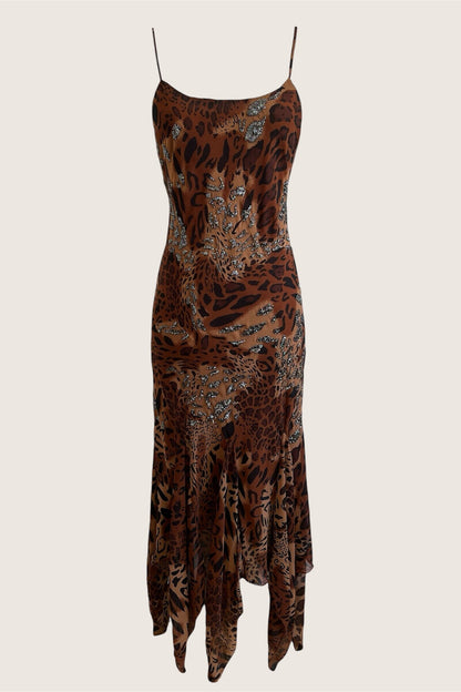 Luxurious Vintage Leopard Print Beaded Gown