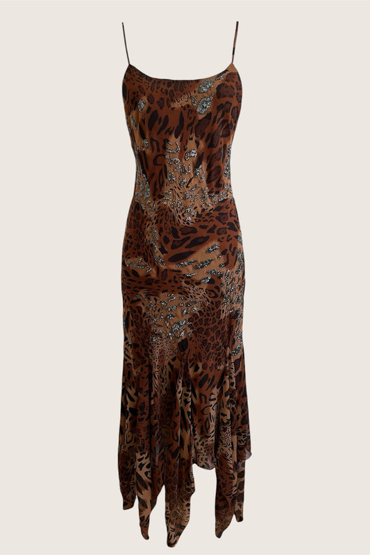 Luxurious Vintage Leopard Print Beaded Gown