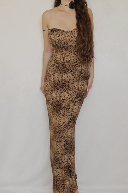 Vintage 2000's Leopard Print Slip Dress