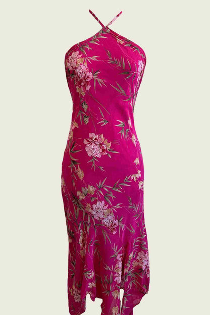 1990's Pink Floral Halter Dress