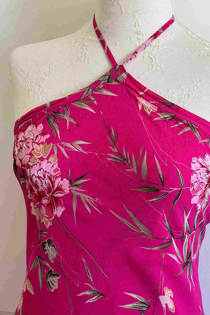 1990's Pink Floral Halter Dress