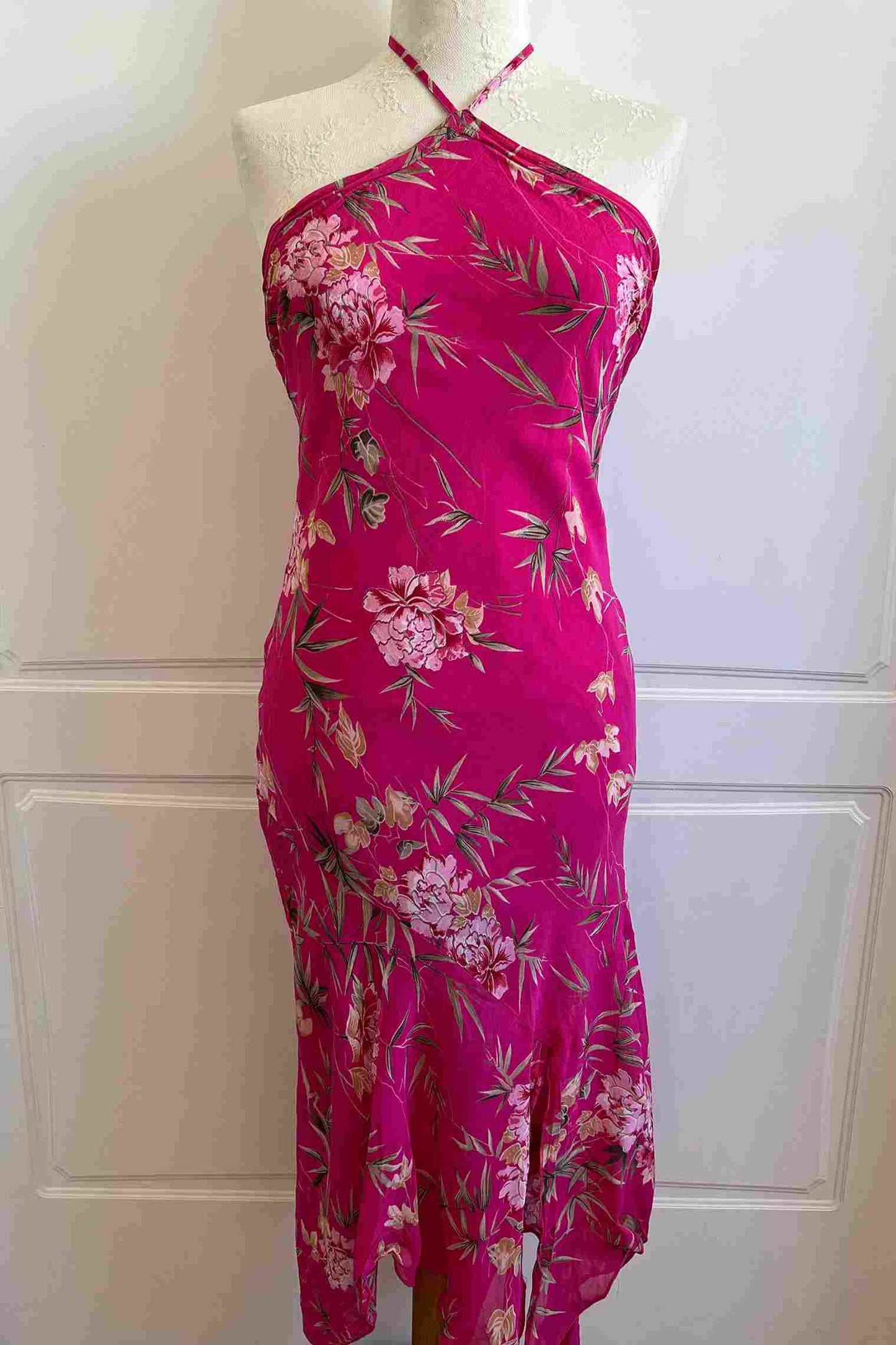 1990's Pink Floral Halter Dress