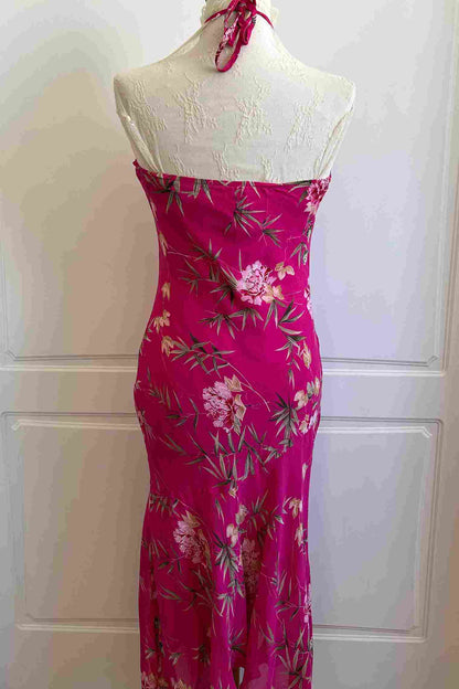 1990's Pink Floral Halter Dress