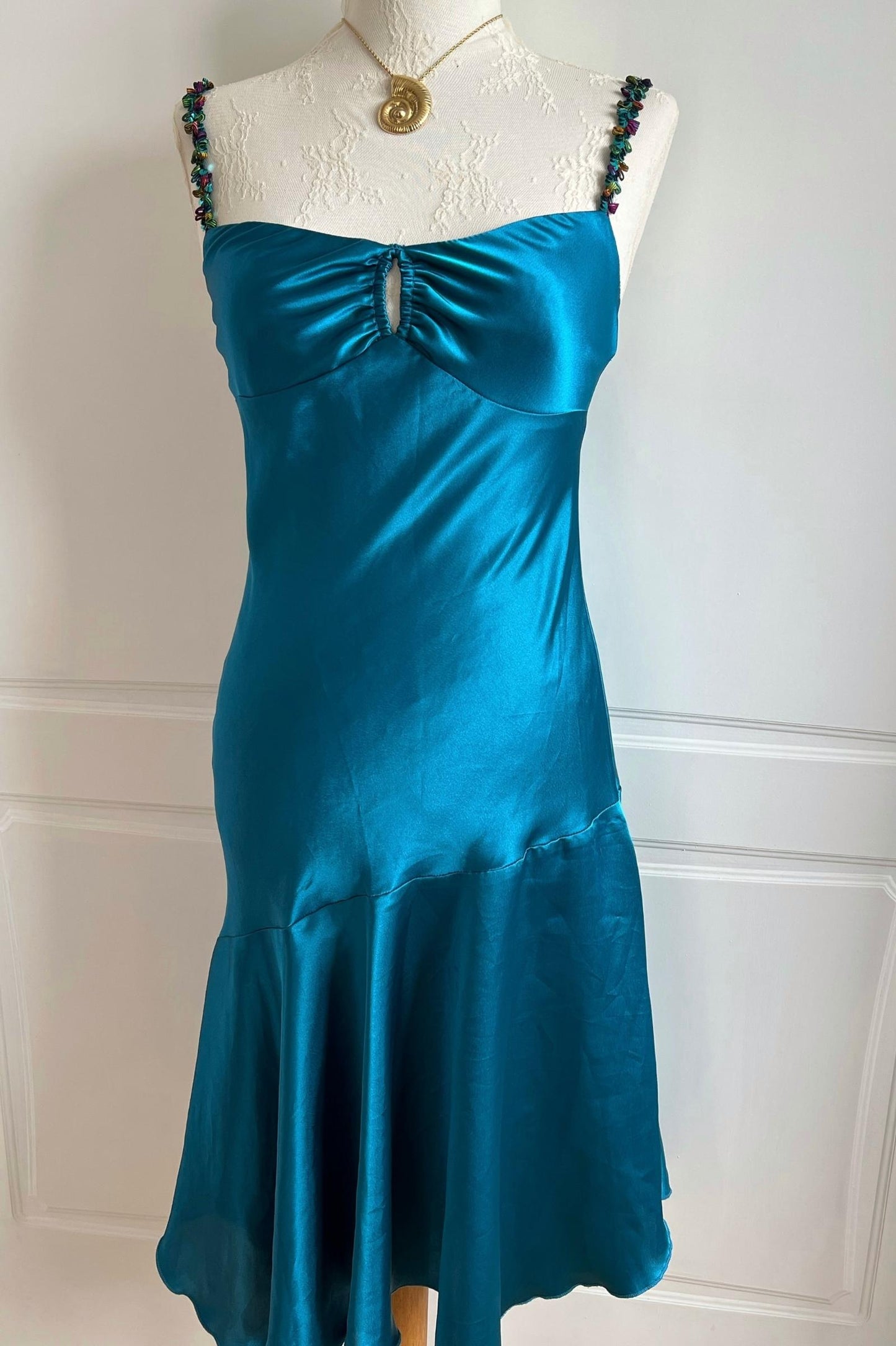 2000's Blue Satin Slip Dress