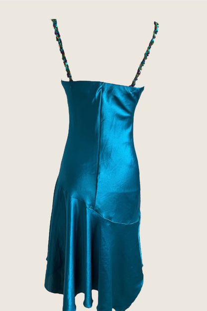 2000's Blue Satin Slip Dress