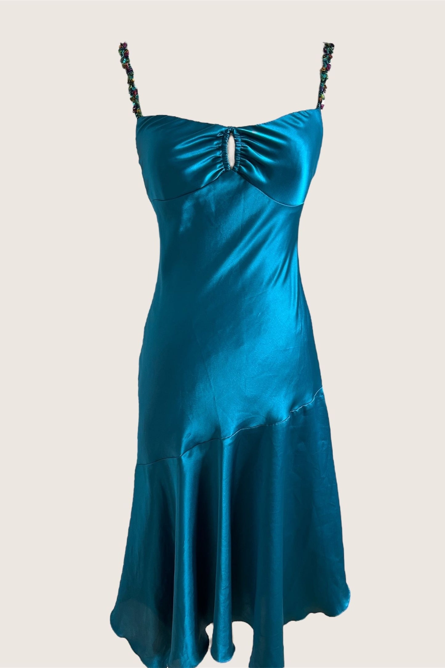 2000's Blue Satin Slip Dress
