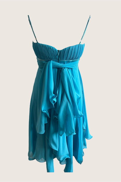 Vintage Blue Mini Ruffle Dress