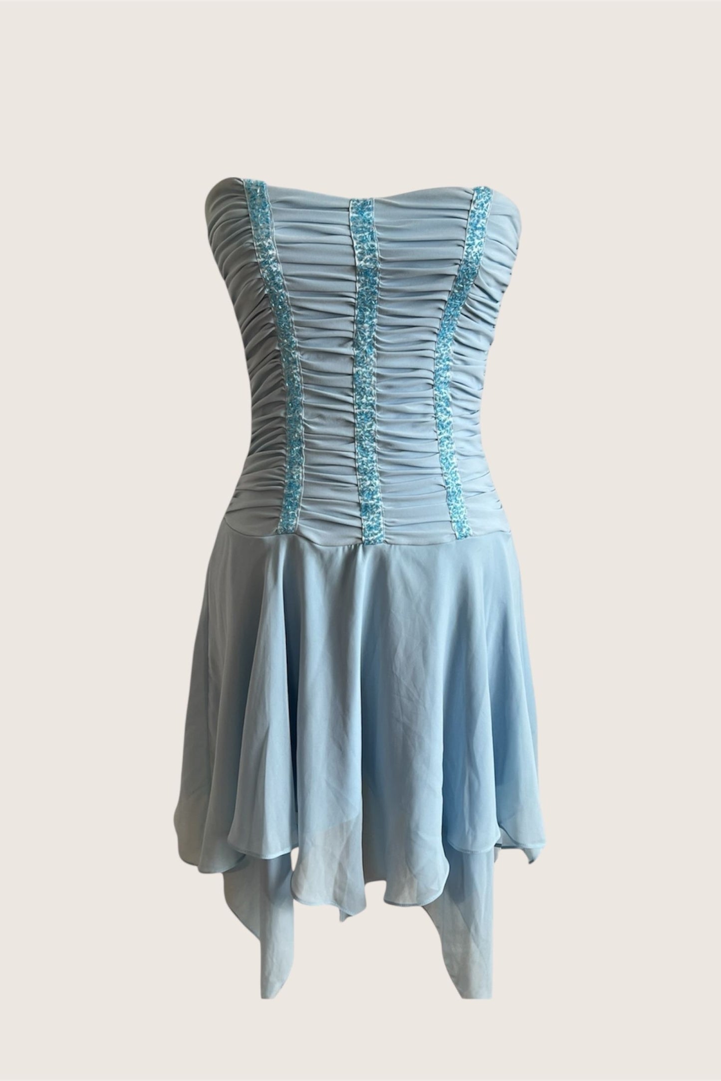 Pastel Blue Asymmetrical Mini Dress