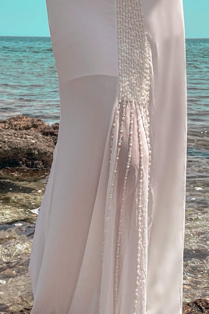 Vintage Seafoam White Beaded Gown