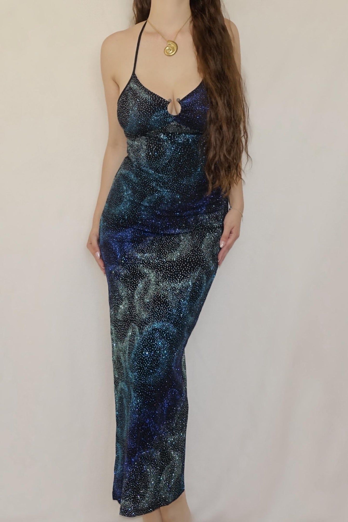 Vintage 1990's Midnight Blue Backless Dress