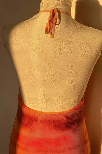 Vintage 2000's Sunset Halter Dress