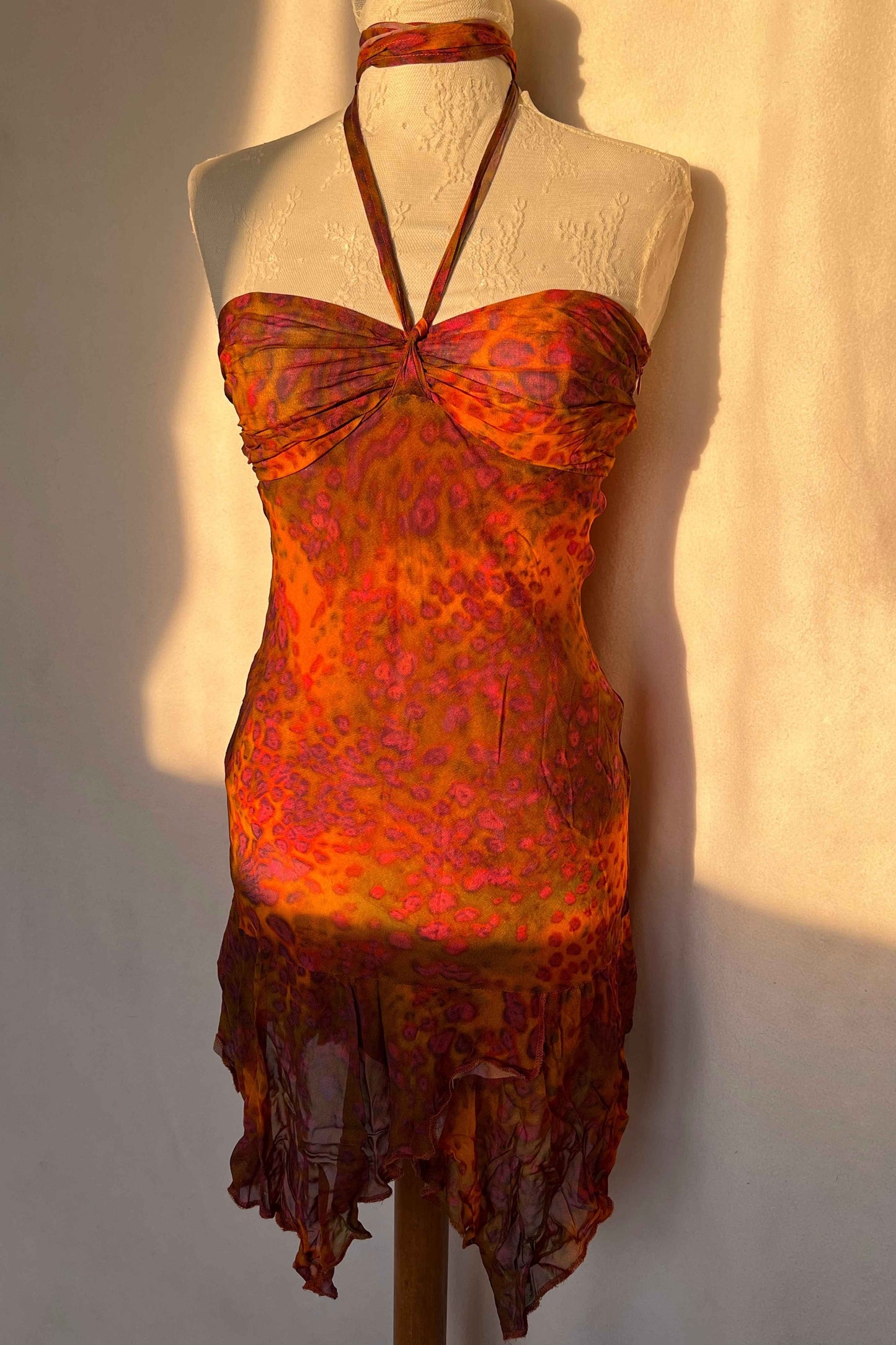 Vintage 2000's Brown & Leopard Print Mini Dress